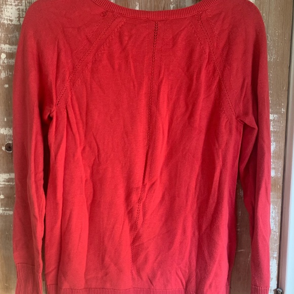 Hot pink long sleeve Talbots v neck sweater - Picture 3 of 4